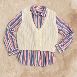 English Factory Cream Knit Sweater Vest Size L